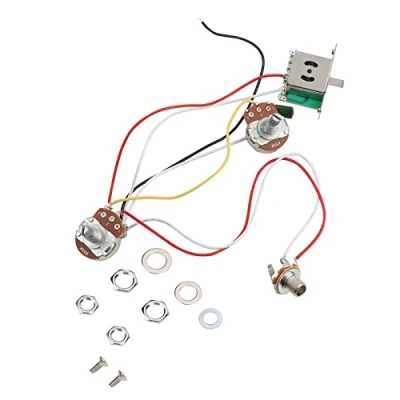 Image of Bnineteenteam Guitar Wiring Kit, Electric Harness Kit Metallic Prewired 3 Way Switch Pots Set