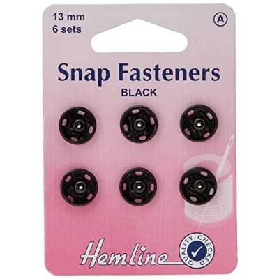 Image of Sew On Snap Fasteners 13mm Black