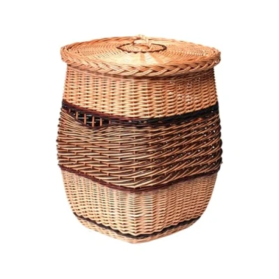 Image of Wicker Laundry Basket with Lid Bathroom Bin Dirty Clothes Storage Box Washing Hamper Woven e wicker24