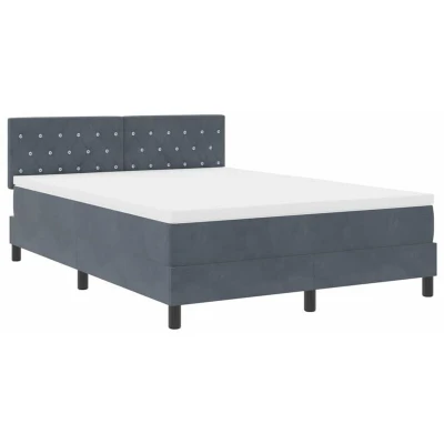 Image of Box Spring Bed with Mattress Dark Grey 140x190 cm Velvet Vidaxl
