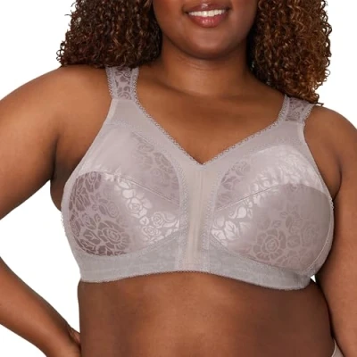 Image of Playtex Women&#039;s 18 Hour Comfort Strap Wireless Bra, Full Coverage Bra with 4 Way TruSupport, Single &amp; 2 Pack, Warm Steel, 36D