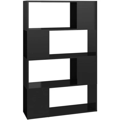 Image of vidaXL Book Cabinet Room Divider High Gloss Black 80x24x124.5 cm