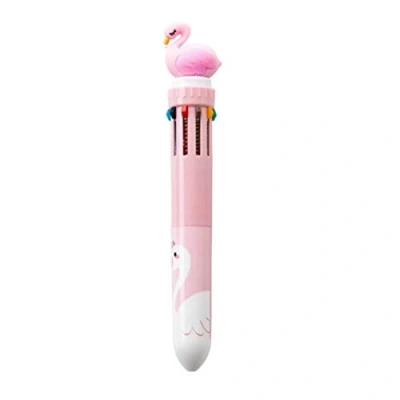 Image of ZHOUBA 10 in 1 Multicolor 3D Flamingo 0.5mm Ballpoint Pen Retractable School Supplies Random Color