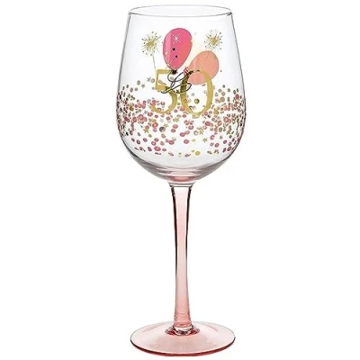 Image of Shudehill Giftware Rush Blossom 50th Birthday Wine Glass JD 331784