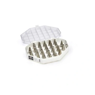 Image of DE BUYER 2114.20 Set of 26 Stainless Steel Fine Decoration Nozzles + Adapter