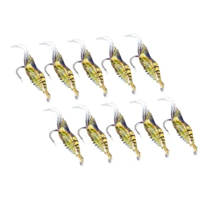 Image of Lot 10pcs Shrimp Simulation Soft Prawn Fishing Lures Bass Crank Hook Bait Tackle