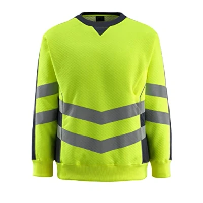 Image of Mascot 50126 932 17010 Wigton Safe Supreme Modern Fit Class 3 Sweatshirt, Size 4XL, Hi Vis Yellow/Dark Navy