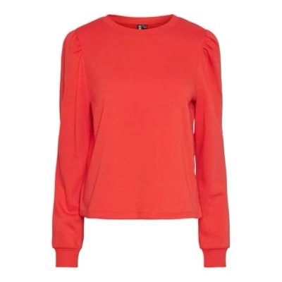 Image of PIECES Women&#039;s Pcchilli Ls Puff Sweat Noos Cp Bc Sweatshirt, Black, S