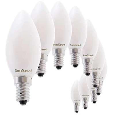 Image of SUNSEED 10 X E14 4W (Equivalent to 40W) Sapphire Filament LED Opal Candle Light Bulb C35 Neutral White 4000K