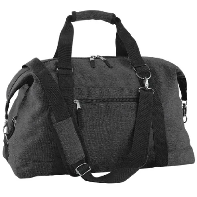 Image of BagBase Vintage Canvas Weekender Padded hand grip Black, Medium