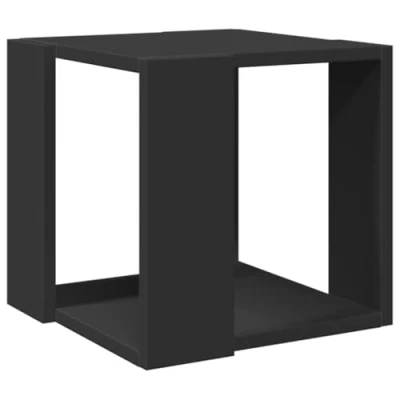 Image of vidaXL Black Engineered Wood Coffee Table Square Accent Side with Storage for Living Room 32x32x30 cm