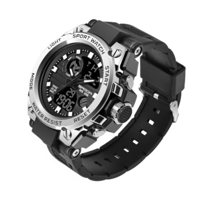 Image of AIMES Military Watches for Men Outdoor Sports Digital Watch Tactical Army Wristwatch LED Stopwatch Waterproof Men, Silver,