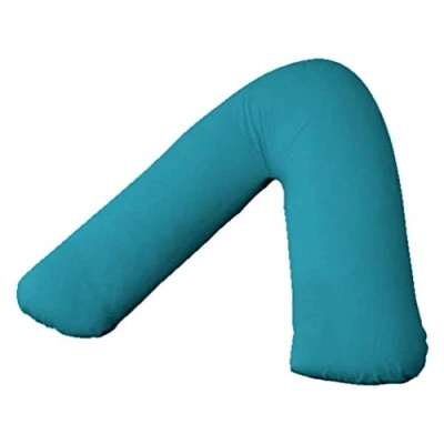 Image of AmigoZone Plain Polycotton Back &amp; Neck Support V Shaped Pillowcase Orthopedic/Pregnency/Nursing Pillow Case (Teal)