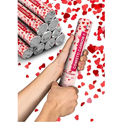 Image of Confetti cannons hearts 10 pieces Easy and safe to use 30cm Cannon For Birthday &amp; Wedding indoor outdoor