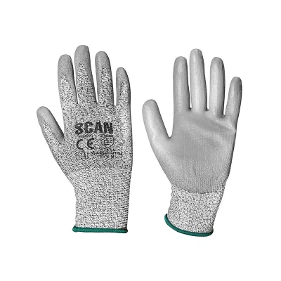 Image of Scan SCAGLOCUT3M Grey PU Coated Cut Resistant 3 Gloves Size 8 Medium