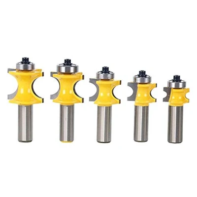 Image of Bestgle 5pcs 1/2&quot; Shank Half Round Bullnose Router Bits Set 1/8&quot; 3/16&quot; 1/4&quot; 5/16&quot; 3/8&quot; Radius Woodworking Milling Cutter Tool