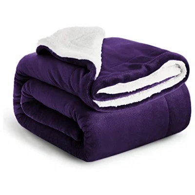 Image of Imperial Rooms Sherpa Fleece Blanket Bed Throws Blankets For Sofas Soft Fluffy Thick Reversible Microfiber Throw (Purple, Super King (230 x 270 Cm))