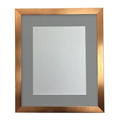 Image of FRAMES BY POST 0.75 Inch Bronze Picture Photo Frame With Dark Grey Mount 16 x 12 Image Size 8 Plastic Glass