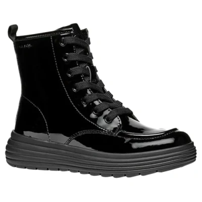 Image of Geox Phaolae GIRL Laceup ankle boots for kids, Size: 5, Black Pu