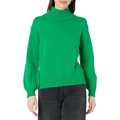 Image of Amazon Essentials Women&#039;s Cotton Funnel Neck Sweater (Available in Plus Size), Green, 5XL