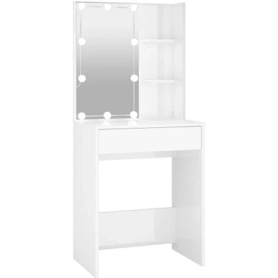 Image of vidaXL Dressing Table with LED High Gloss White 60x40x140 cm