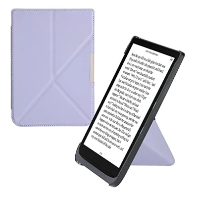 Image of kwmobile Origami Case Compatible with Pocketbook InkPad 3/3 Pro/Color/Vivlio 3 Slim PU Leather Cover Stand Lavender