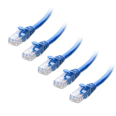 Image of Cable Matters 5 Pack 10Gbps Snagless Short Cat6 Ethernet 0.3m (Cat6 Cable, Cat 6 Cable) in Blue 0.3 Meter