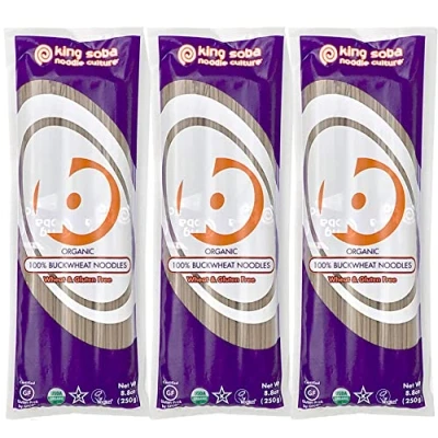Image of King Soba 3 Pack Gluten Free &amp; Organic 100% Buckwheat Noodles 250g Servings Per