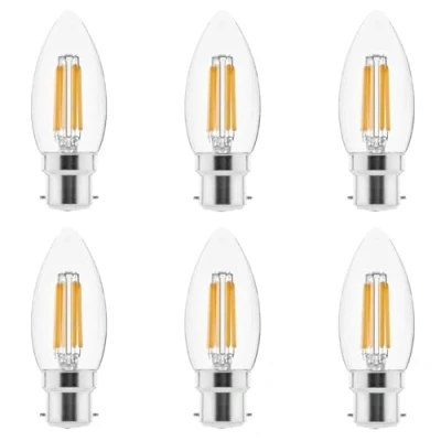 Image of B22 Led Filament Candle Bulb,C35 4W Edison Light Bulbs, Warm White 2700K,Bayonet Dimmable Bulb,40W Incandescent Equivalent(6 Pack