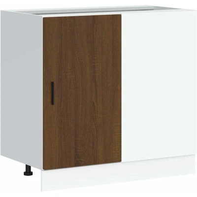 Image of vidaXL Brown Oak Sink Base Cabinet 86x46x81.5 cm Engineered Wood Kitchen Unit