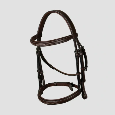 Image of Dy&#039;on Hunter Cavesson Noseband Bridle Brown / Full Size Horse Riding Equestrian