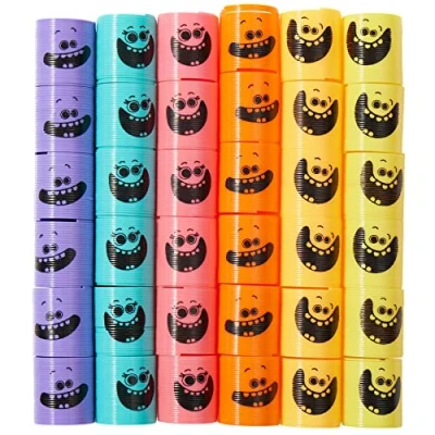 Image of THE TWIDDLERS 48 Mini Spring Smiley Faces Fidget Toys, 4cm 6 Different Bright Colours Kids Party Gift Bag Pinata Fillers and Classroom Rewards Game Prizes