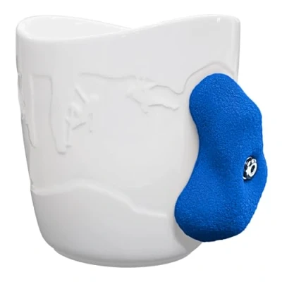 Image of TWO STONES Rock Climbing Mug Coffee Climber as Gift for Climbers (White + Blue)