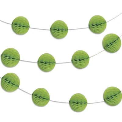 Image of Vibrant Lime Green Paper Honeycomb Ball Garland (2 Meters) 1 Piece Elegant Party Decoration for Events and Celebrations