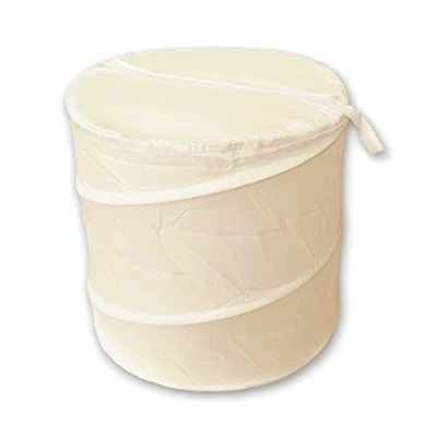 Image of Blue Canyon Pop Up Plain Laundry Basket, Large Basket for Washing with handles, Collapsible Fabric suitable laundry, bedroom, bathroom, Foldable Clothes Bag Cream