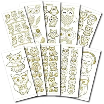Image of Creative Products CPD_3003 Craftstickers Owls, transparent/Gold Double Embossed, Stickers, 23 x 10 1 cm