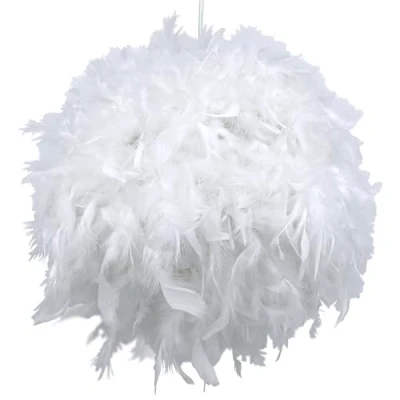 Image of ESSENCE Lights, Fluffy Feather Lampshade 40cm White, Light Shade Ceiling, Pendant, Table and Floor lamp, Suitable for Living Room, Decoration Bedroom, Party Wedding
