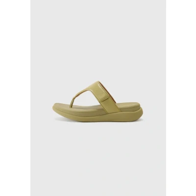 Image of Fitflop Women&#039;s F Mode GO Adjustable Flatform Toe Post Sandals, Olive, 8 UK