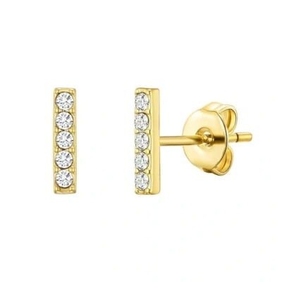 Image of Philip Jones Gold Plated Bar Earrings Created with Zircondia® Crystals