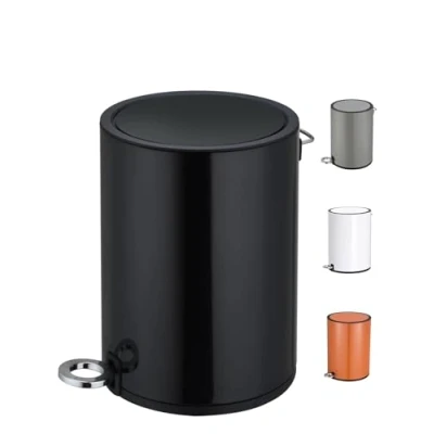 Image of FurnitureXtra™ Modern Style Powder Coated Soft Close Pedal Bin, Plastic Inner bucket, ABS lid Shinny Finish (Black 3L)