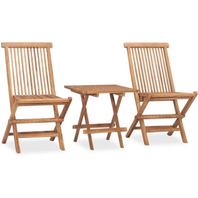 Image of vidaXL 3 Piece Folding Outdoor Dining Set Solid Teak Wood