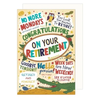 Image of Edition Seidel Premium Retirement Greeting Card with Envelope Billet Saying for Wife Man Colleague Pension Farewell Resting Animals (R142 SW024)