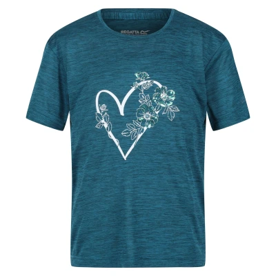 Image of Regatta Childrens Unisex Childrens/Kids Findley Keep Going Heart Marl T Shirt (Gulfstream) Blue Size 11 12Y