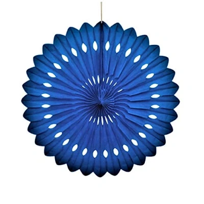 Image of Unique Party 64263 40cm Royal Blue Tissue Paper Fan Decoration