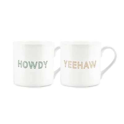Image of Purely Home Yeehaw Howdy Mugs Set Cowboy/Cowgirl Country Themed Bone China Cups of 2 Tea Coffee Present/Gift