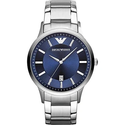 Image of Emporio Armani Watch for Men, Three Hand Date Movement, 43 mm Silver Stainless Steel Case with a Strap, AR11180