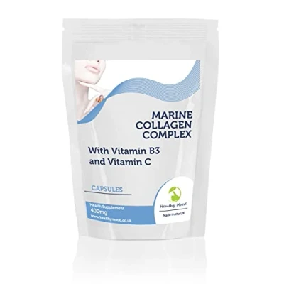 Image of Marine Collagen 400mg Complex with Vitamin B3 and C x60 Capsules Pills UK Nutrition