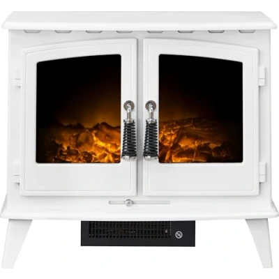 Image of Adam Woodhouse White Freestanding Electric Fire Log Heater Heating Flame Effect