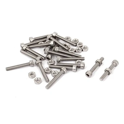 Image of Sourcingmap M3x20mm Hex Socket Head Knurled Cap Screws Bolts Nuts Set 20Pcs