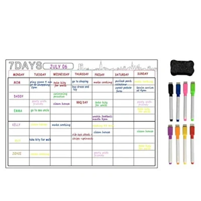 Image of A3 Calendar Monthly Planner Whiteboard, Fridge, Wall or Cupboard Mounting System, Reminder,Ideal as a Weekly Family Planner, Meal Planner,Memo Board,Shopping List,Calendar, Homework